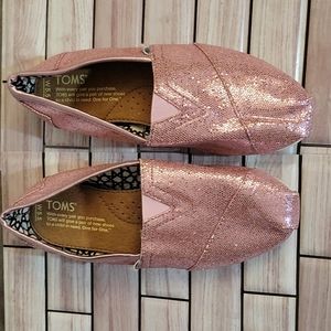 TOMS Sparkly Glitter Pink Girls Sip On Shoes 5.5